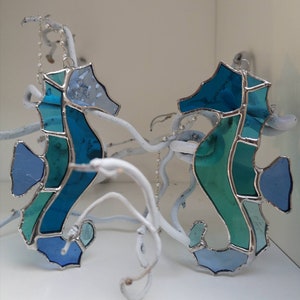 Gorgeous Sea Blue stained glass seahorse