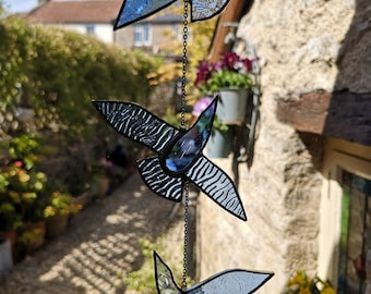 Stained Glass Seagulls Mobile Suncatcher
