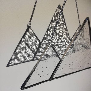 Antique Cathedral Stained Glass Mountain Range Suncatcher Window Decoration