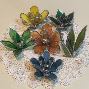 Mini Stained Glass Succulents and Cactus Plants - sold individually