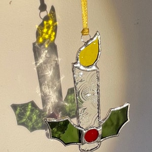 Christmas Candle stained glass decoration