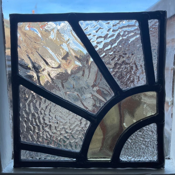 Art Déco sunburst stained glass window / panel. Custom sizes available.