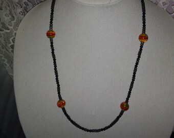Hematite beads, small black onyx and medium glass beads