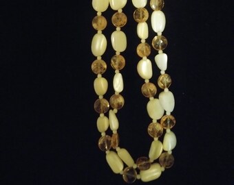 Double stranded faceted Citrine and White round beads