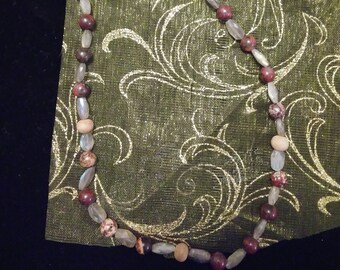 Labradorite, Jasper and Sandalwood Round beaded necklace