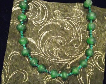 Green Malachite small beads and Rustic Glass beads