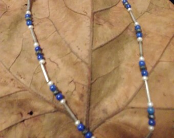 Lapis Lazuli with pearl and silver small beads