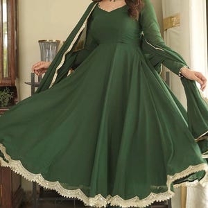 Green Anarkali dress partywear for women - Indian Wedding Kurta Pant Set