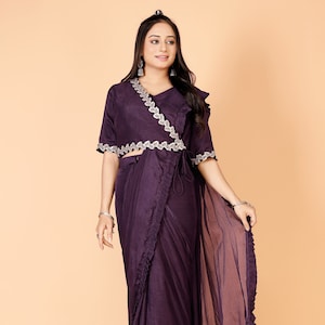 Designer ready to wear 1 minute saree with stitched blouse/Indowestern outfits for women