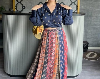 Multicolour Lehenga Choli For Women - Indo Western Outfits For Wedding Guest