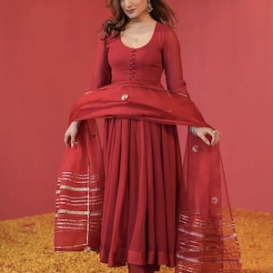Designer Red Anarkali suit in usa/Georgette Anarkali dress party wear/Salwar Kameez for women