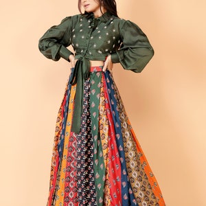 Ritu Kumar inspired crop top lehenga with hand embroidery, indo western outfits for women