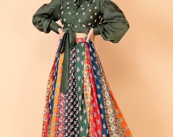 Ritu Kumar inspired crop top lehenga with hand embroidery, indo western outfits for women