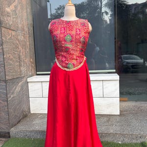 Handmade Brocade Silk Indo Western Outfit: Zari Border Palazzo Set