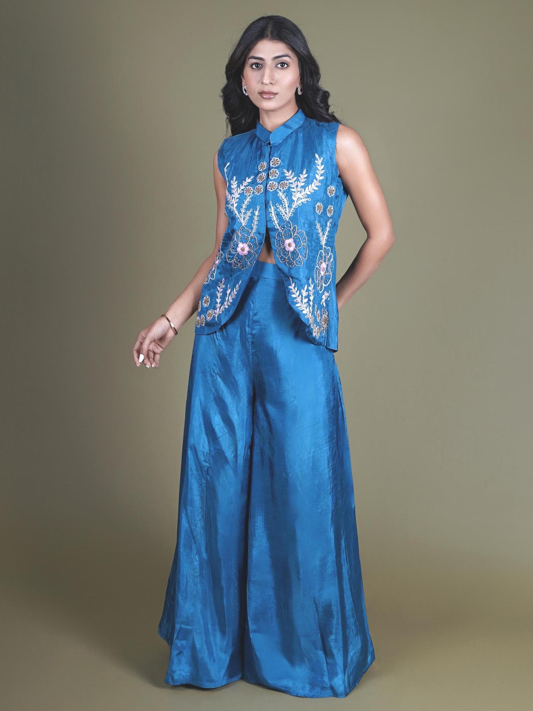Indowestern Outfits for women- Palazzo Silk Suit