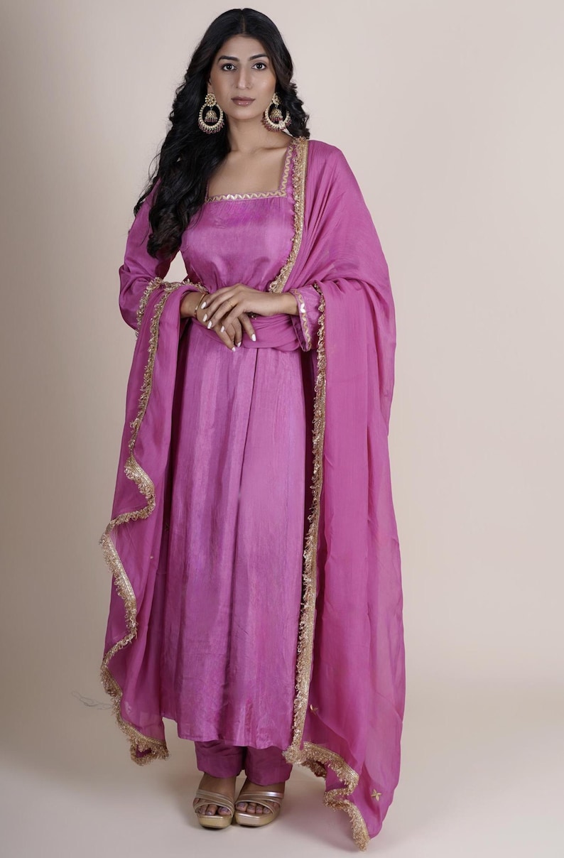 Pink anarkali dress partywear