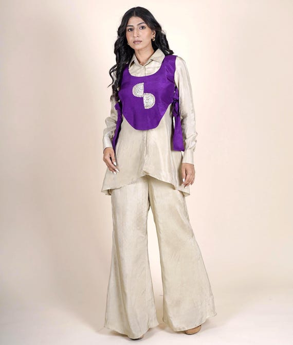 Bollywood Indo Western Outfits For Women / Indian Kurti Palazzo Set Partywear   For Girls
