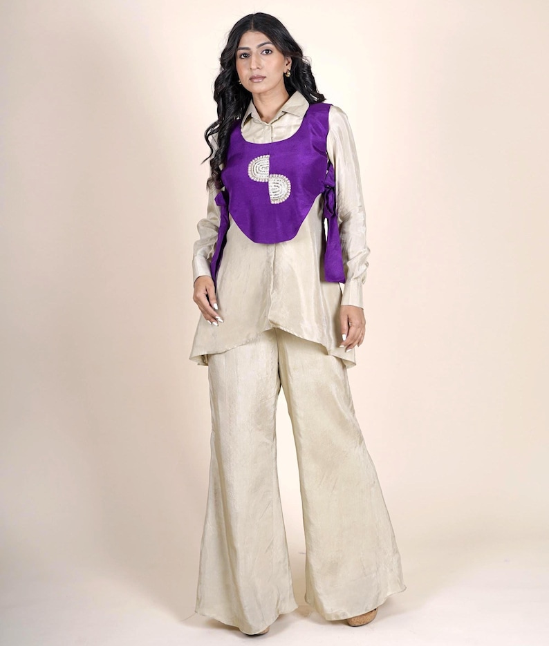 Bollywood-indo-westerse outfits voor dames / Indiase Kurti Palazzo-set feestkleding voor meisjes afbeelding 1
