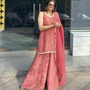 Precioso traje Sharara para mujer, Salwar kameez con pantalones Palazzo