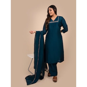 Blue salwar kameez hand Embroidered for women - Indian outfits for wedding