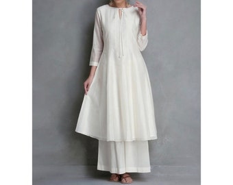 Made to order White Anarkali suit with palazzo for women, 4xl anarkali,summer kurti,Anarkali dress,Silk salwar kameez, Anarkali suit in usa