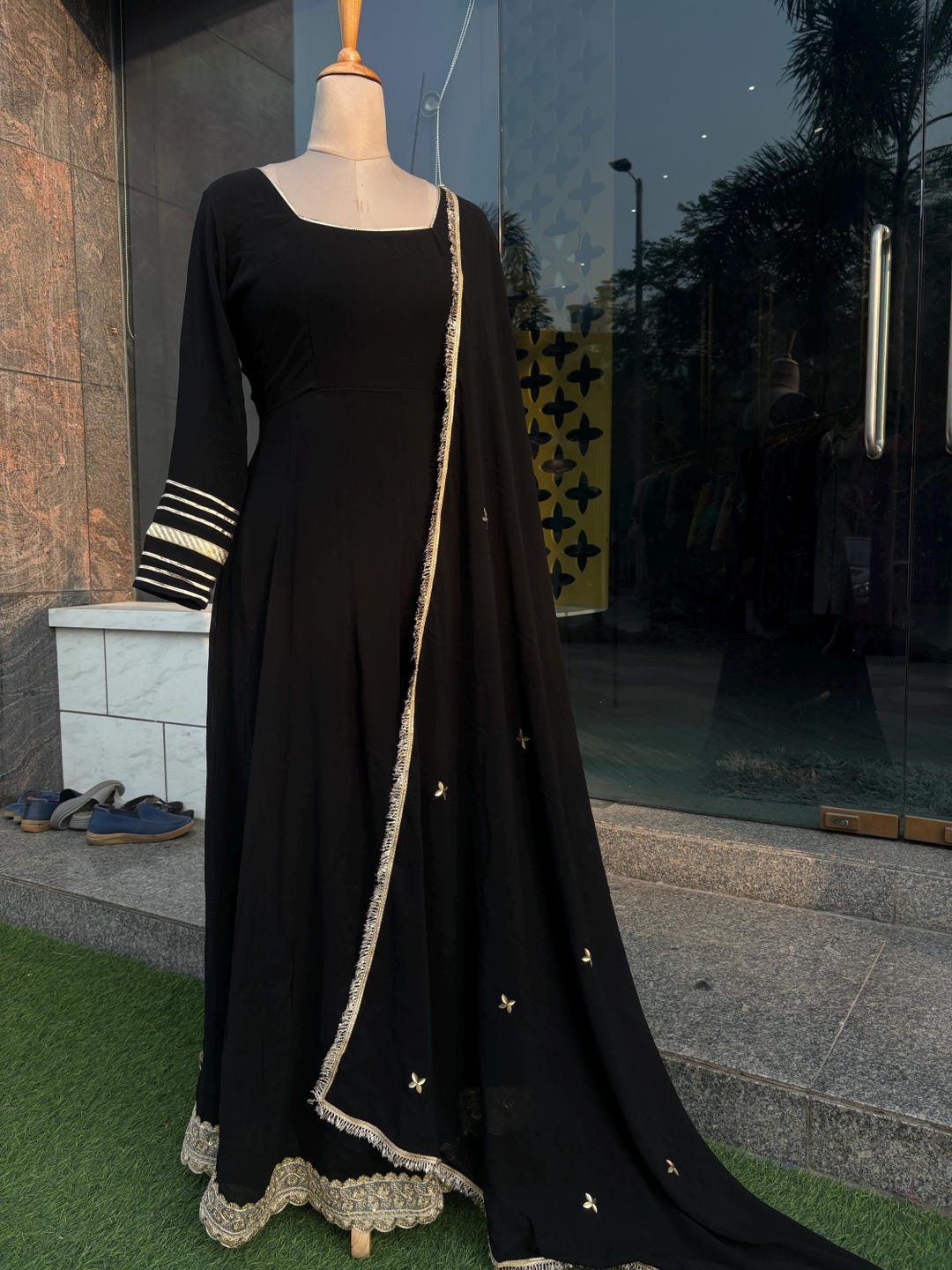 Teal Wedding Festive Special Georgette Anarkali Suit main image 1