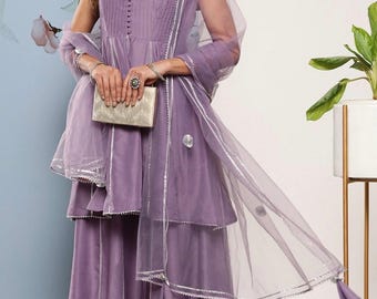 Indowestern Peplum Sharara Gharara Suit for women with Gota borders Detailing/Pakistani Indian outfits