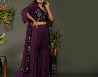 Designer indowestern outfits for women with Jacket/ Mehendi outfits indian wedding