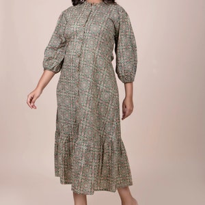Handmade Cotton Maxi Dress: Tiered Shirt Dress, Casual Summer Kurti