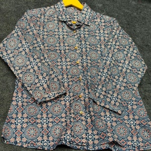 Indian Cotton top for women - Hand block Printed Short Kurti