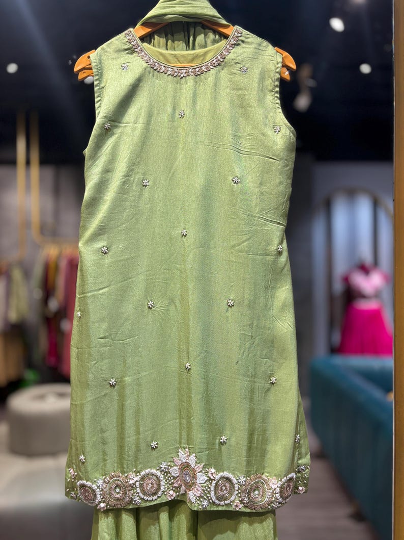 Pink Silk Palazzo Suit: Salwar Kameez with Dupatta image 4
