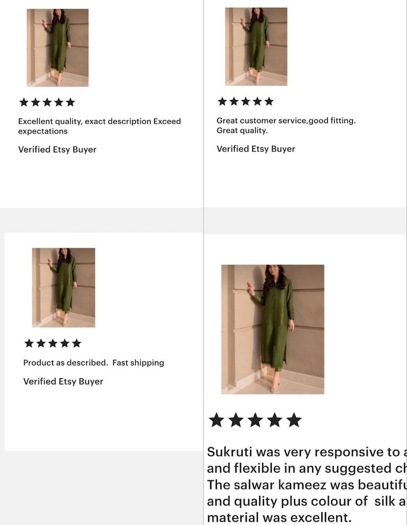 Grüne Seide Salwar Kameez Fertig: Collared Kurti Pant Set Bild 6
