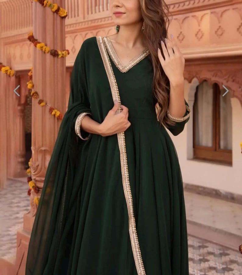 Dark green Indian Anarkali Dress - Wedding outfits