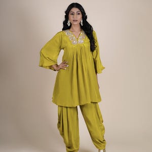 Green Dhoti Kurta Set for Women - Mehendi Outfits for Wedding