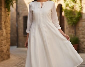 White Plus Size Anarkali Suit Readymade: Eid Outfit Women