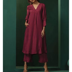 Handmade Silk Kurti Palazzo Set: Indian Salwar Kameez