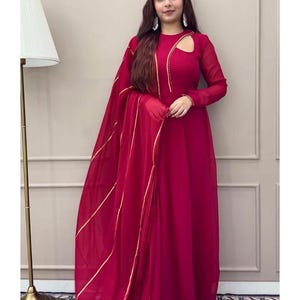 Red Georgette Anarkali suits for women ready to wear , Anarkali dress for wedding