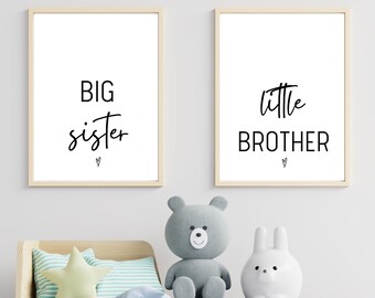 Little Brother Big Sister Printable Art Set of 3 Posters - Etsy