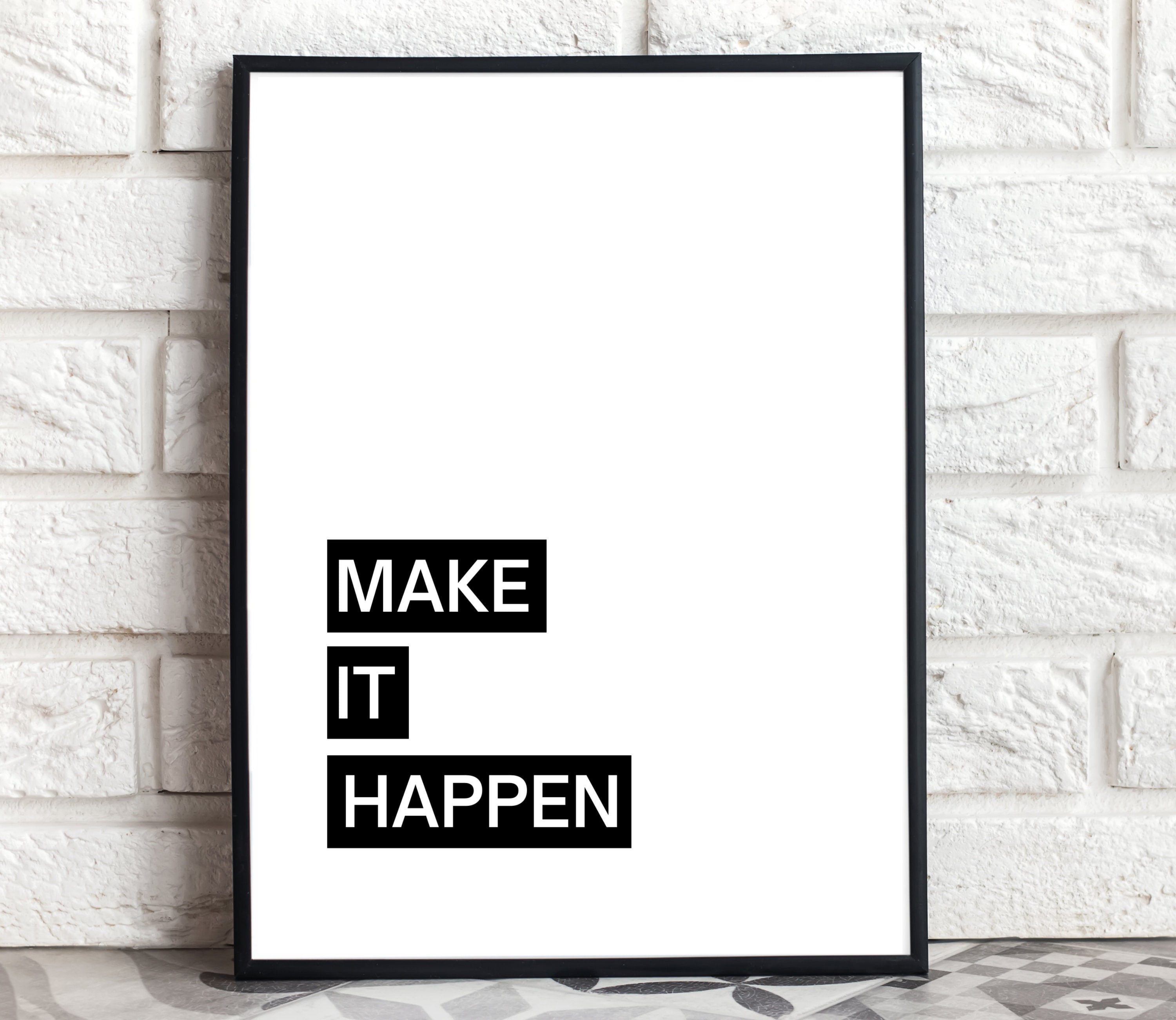 Prints Inspirational Quote Poster Wall Art Make It Happen Printable Art