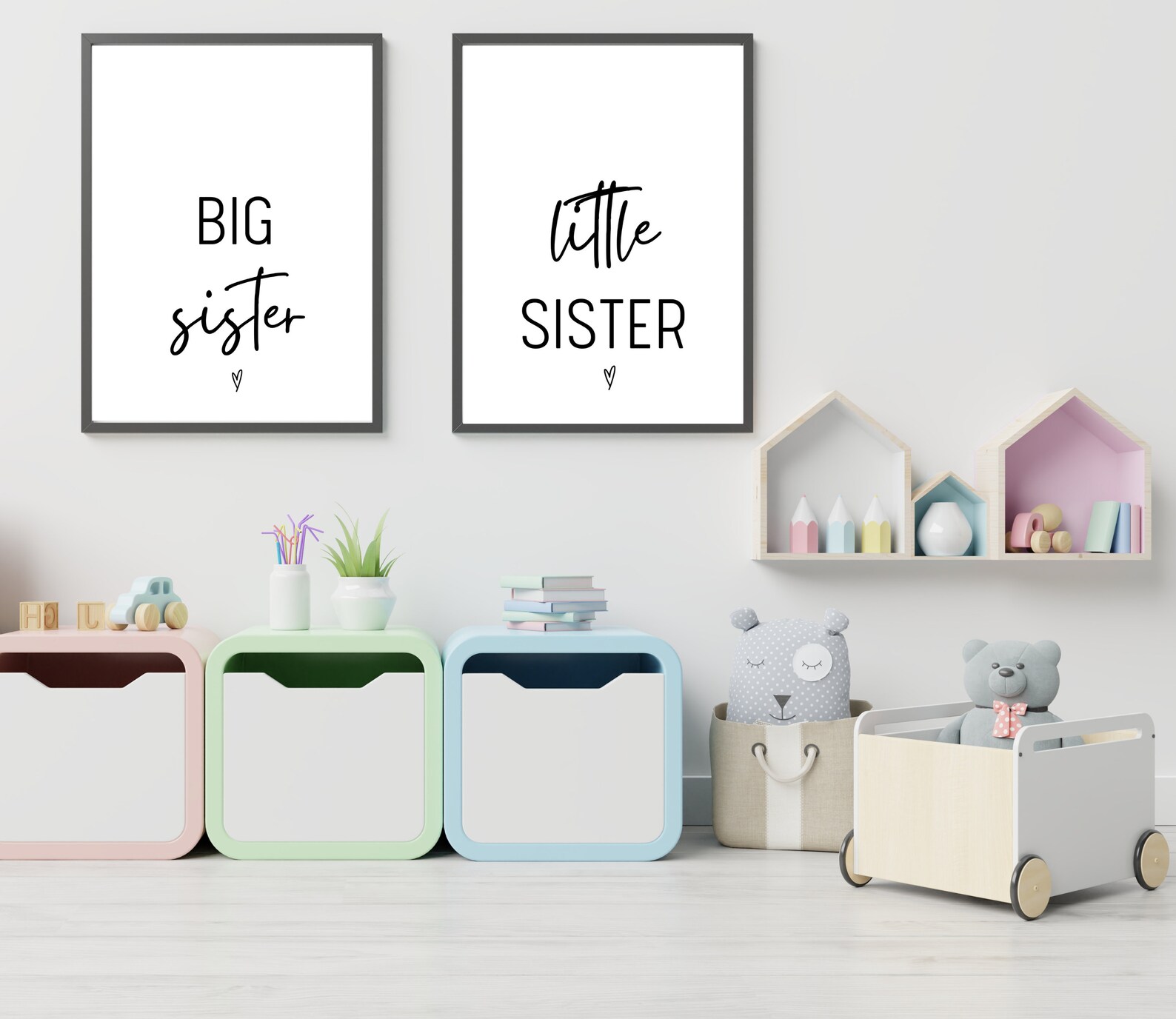 Big Sister Little Sister Prints Sisters Nursery Wall Art Etsy