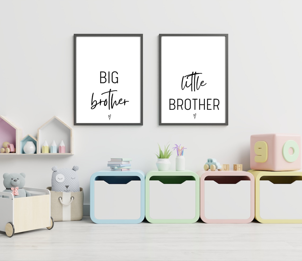 Big Brother Little Brother Prints, Nursery Wall Art, Set of 2, Brothers ...
