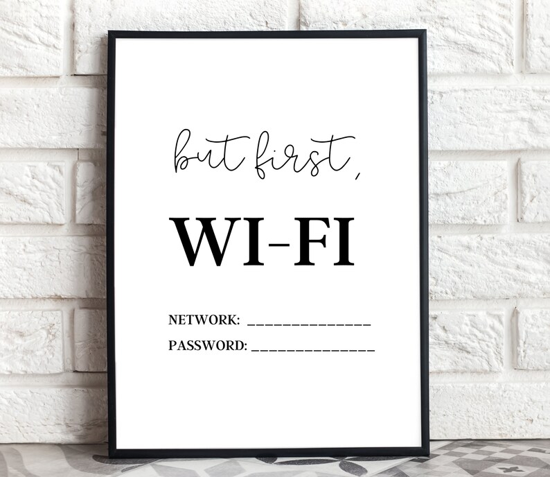 WIFI Password Print, Guest Room Print, but First Wifi Printable, Wifi ...
