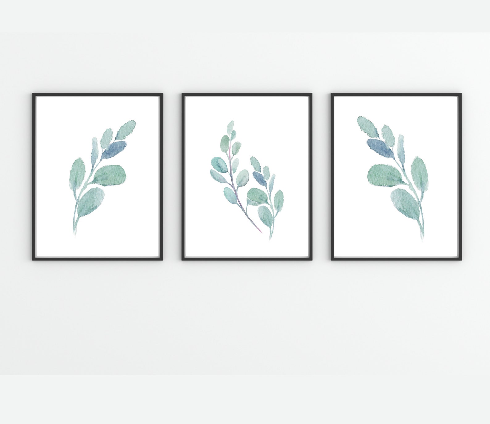 Eucalyptus Wall Art Set of 3 Botanical Prints Greenery Etsy