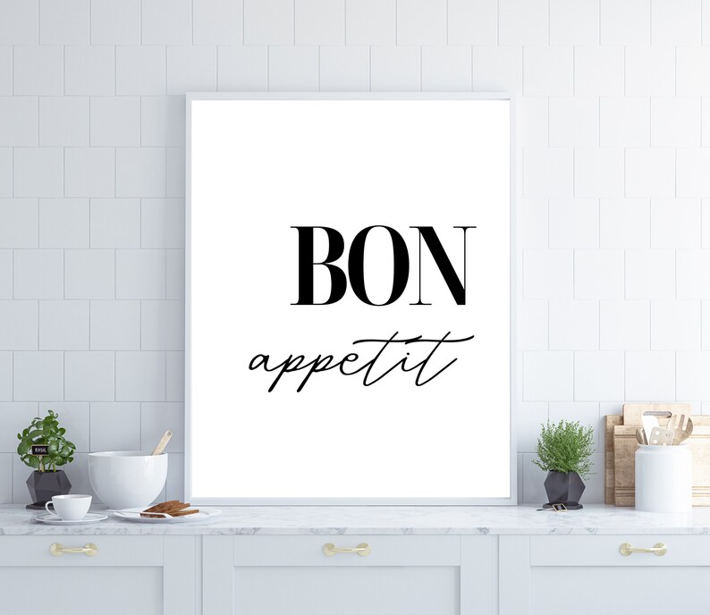 Bon Appetit Print Bon Appetite Printable Wall Art Modern - Etsy