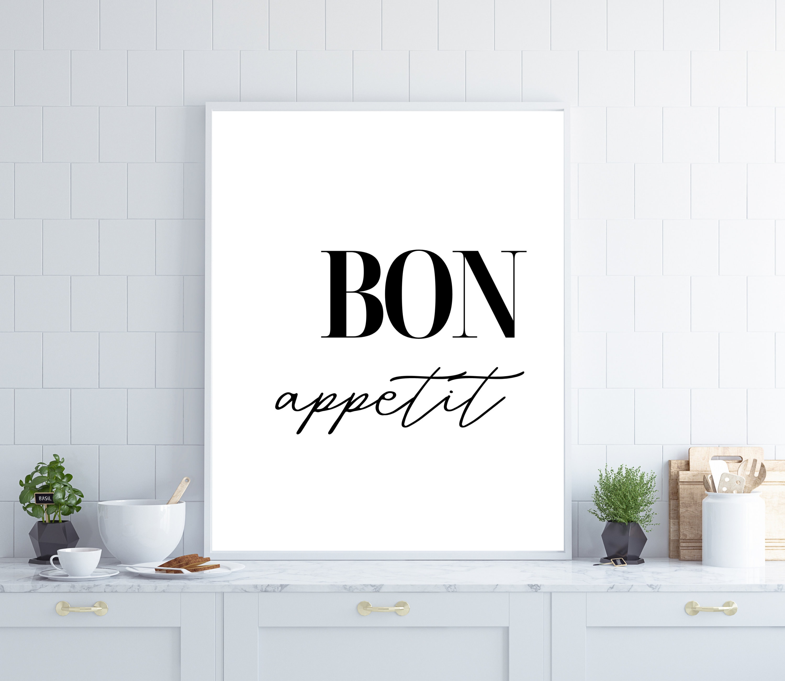 Bon Appetit Print Bon Appetite Printable Wall Art Modern - Etsy