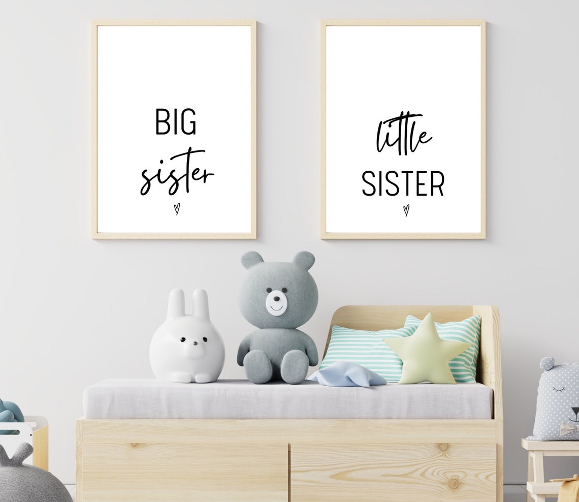 Big Sister Little Sister Prints Sisters Nursery Wall Art Etsy