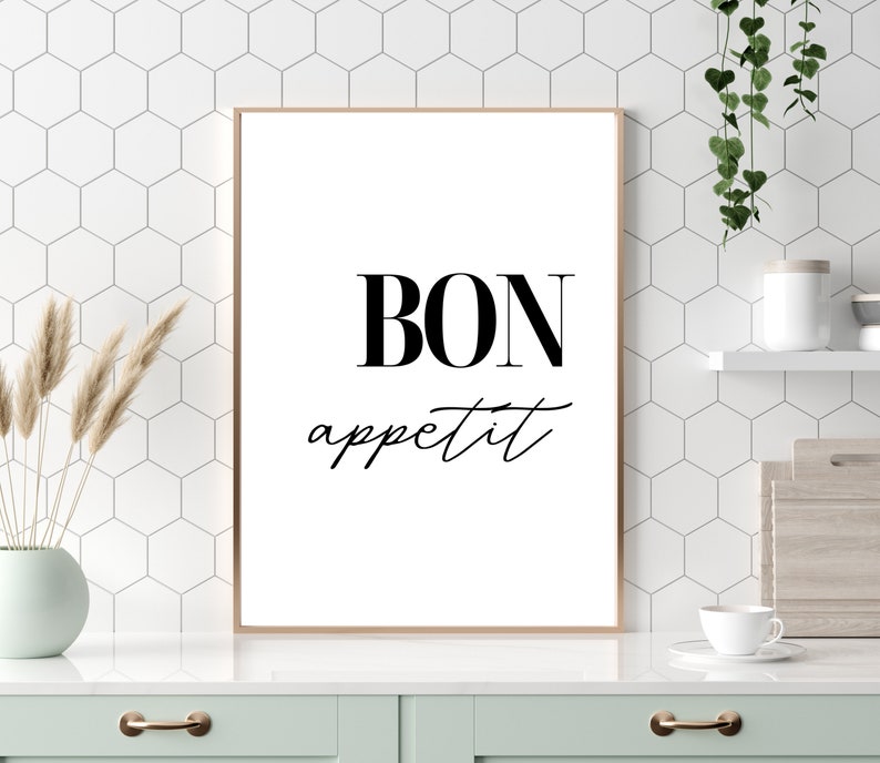 Bon Appetit Print Bon Appetite Printable Wall Art Modern - Etsy