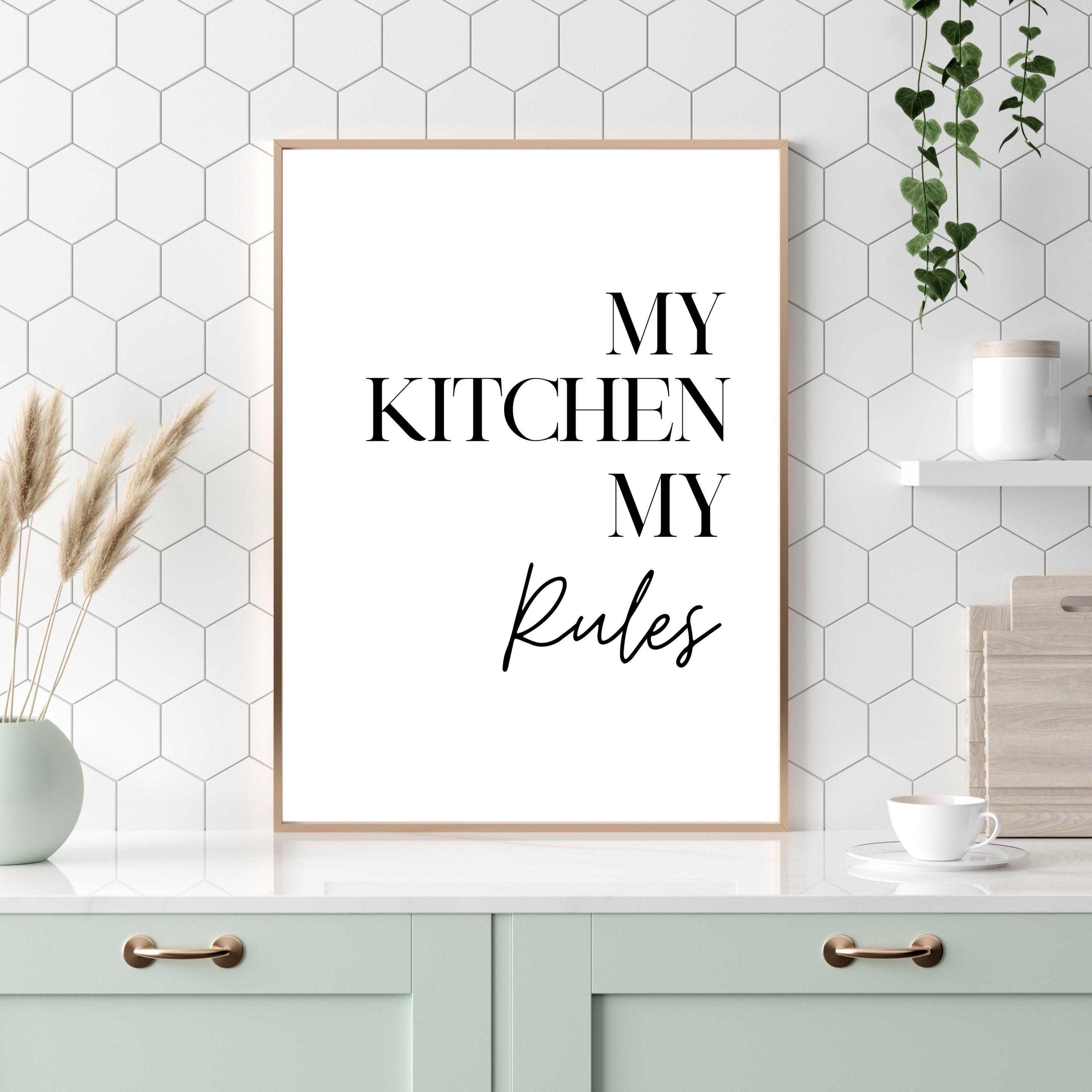 4 PCS Unframed Print, Kitchen Wall Decor, Funny Kitchen Wall Art, Humor  Quote for Kitchen Decor, My Kitchen My Rule, Home Deocr