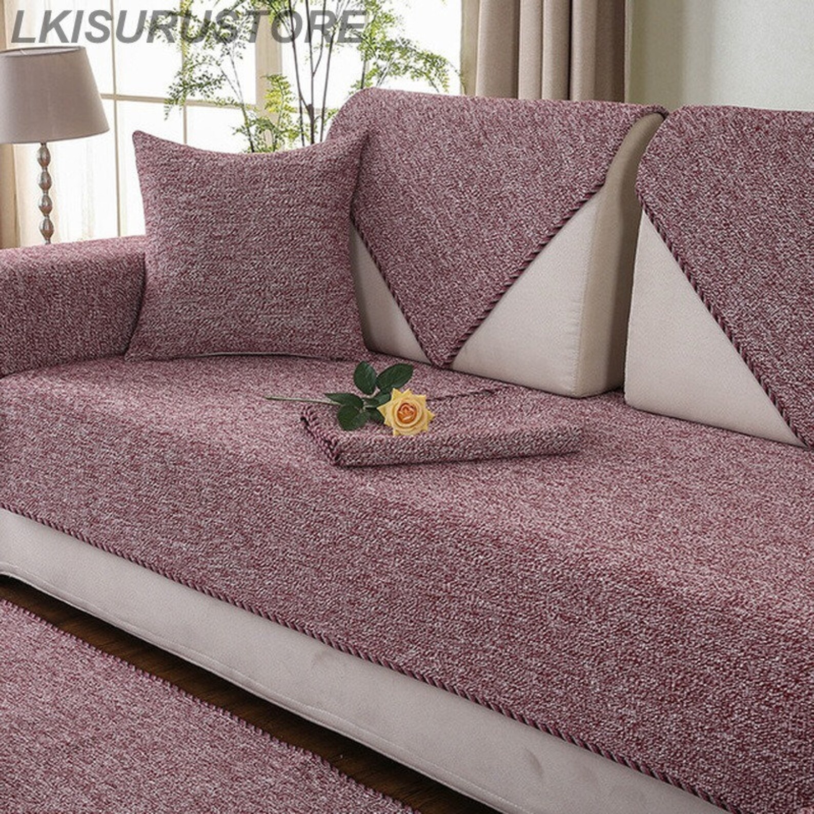 Sofa Cover Linen Woven Nonslip Case For Sofa Modern Pure Etsy
