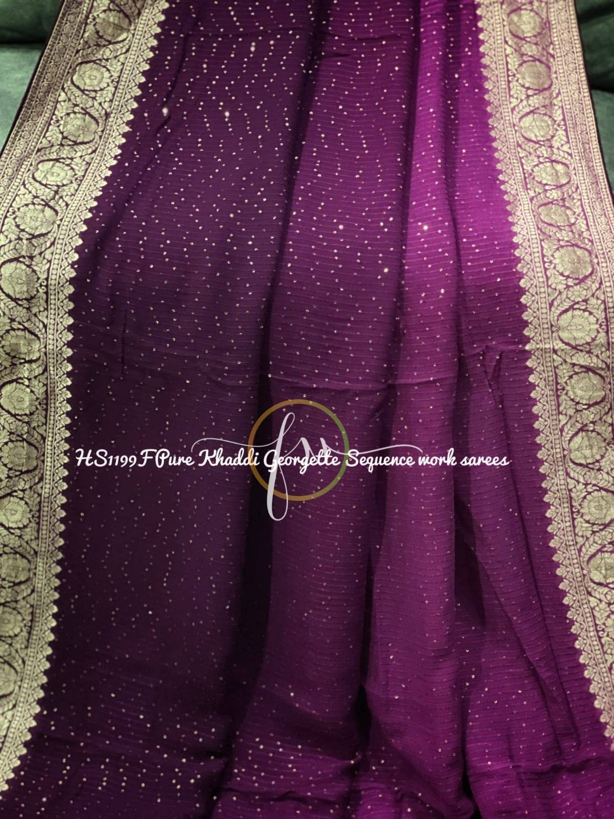 Khaddi Georgette Saree with Zari Geometric Weaving
